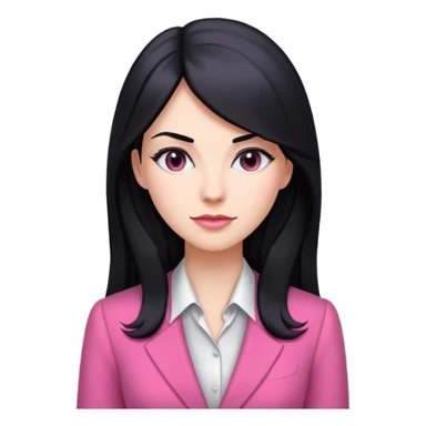 Business dress pink woman caucasian long black hair girl sticker