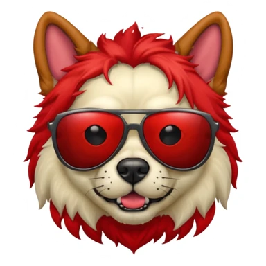 Zombie dog with red hair and sun glasses face sticker
