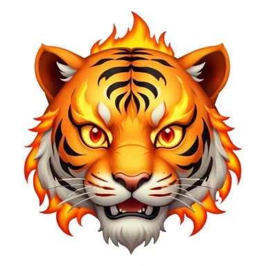 fire elemental tiger face with flames and burning orange eyes for Twitch emote sticker