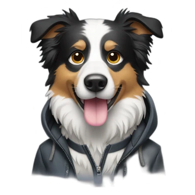 Border collie with a sunglasses and jacket  sticker