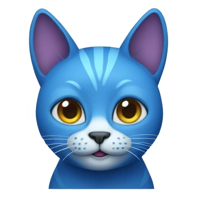 A blue cat with horns sticker
