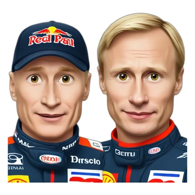 Vladimir Putin and max verstappen in formula 1 sticker