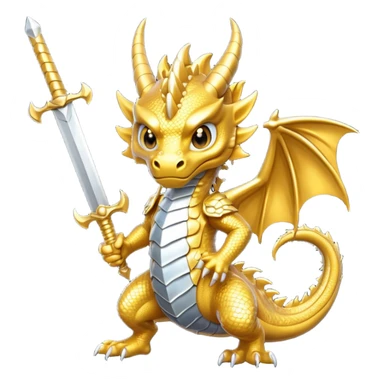 gold dragon with swords  sticker