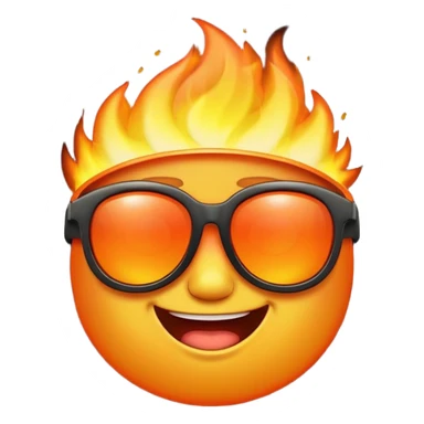 Make a fire emoji with sunglasses sticker