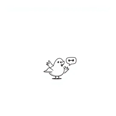 playful dove with a chat bubble, game-like setting sticker