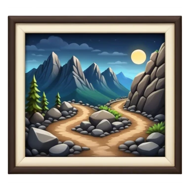 mountain 2 crossroads trails with rocks  two trails—one illuminated,, and one in darkness, representing reaction.  sticker