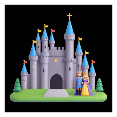 king and queen, castle background sticker