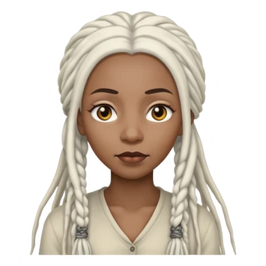 black woman with gray eyes with long white dreadlocs sticker