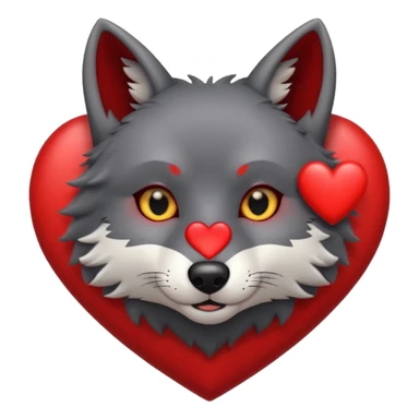 cute dark grey wolf head inside heart sticker