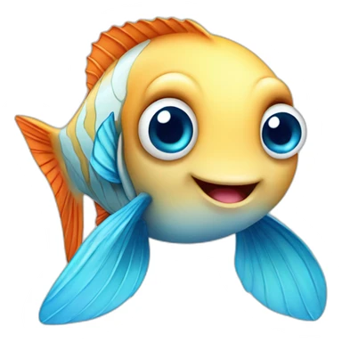 cute fish with blue eyes and hearts sticker