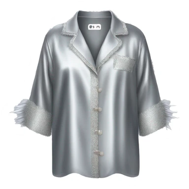Silver silk Pyjamas with feathers on the trims  sticker
