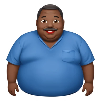 an extremely obese black man with giant red lips wearing a blue an gray shirt sticker