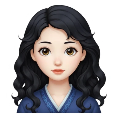 Beautiful girl,Black hair,wavy hair，long hair,Black eyes,Chinese sticker