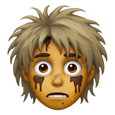 very dirty looking homeless person very very dirty and smelly looking face only, not old with stains everywhere and messy hair and lots of stains on face sticker
