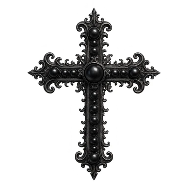 gothic style goth cross with black pearls sticker