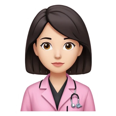 Mulher de cabelos pretos na altura do ombro e de jaleco rosa  sticker