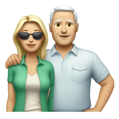 White heavyset middle-aged couple on the beach sticker