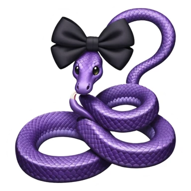 Purple snake wearing a black bow sticker