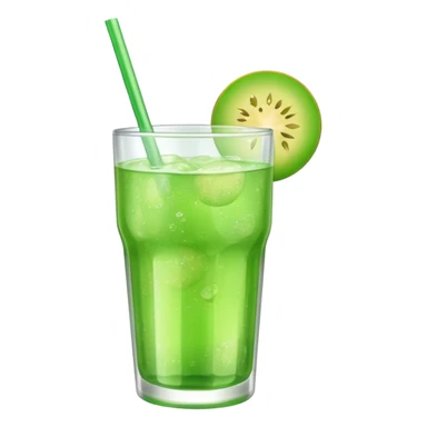 small transparent cup of green melon soda, no fruit sticker
