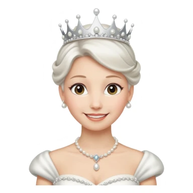 Queen with white bun hair – silver tiara, pearl necklace, elegant gown sticker