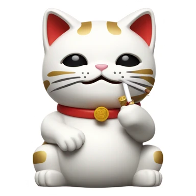 Japanese lucky cat smoking  sticker