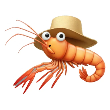 Shrimp with a hat sticker