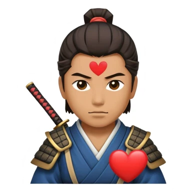 A samurai with a heart sticker