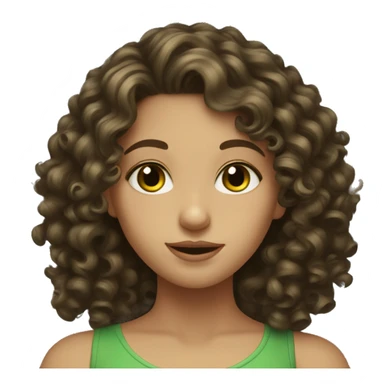 Brunette girl curly hair with green cheek conjure  sticker