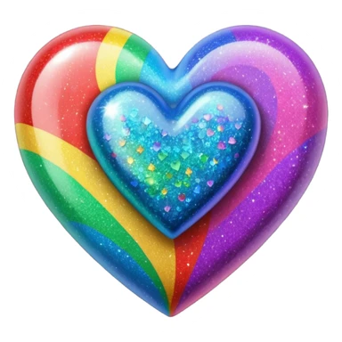 heart with rainbow glitter sticker