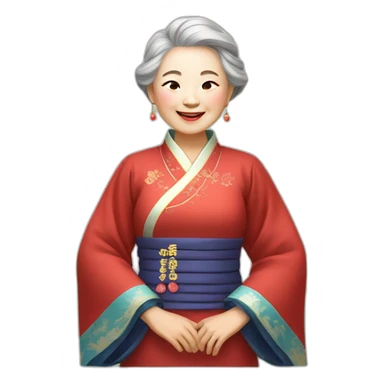 Chinese senior lady with nice smile dress traditional Chinese dress sticker