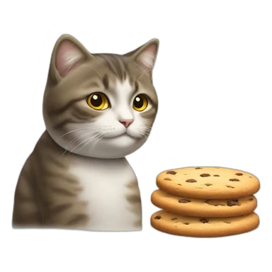 Un chat entrain de manger un cookie sticker