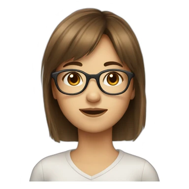 Girl with brown hair and bangs and glasses sticker