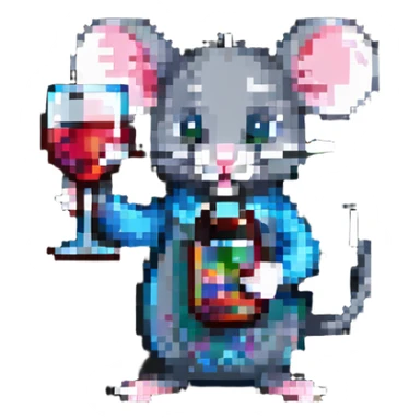 A mouse holding a glass of wine sticker
