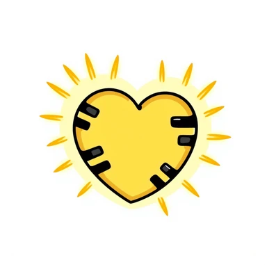 yellow heart with black stripes, pulsating with yellow energy particles sticker