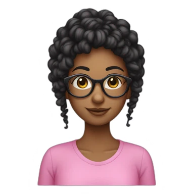 Menina de cabelo pretos lisos e oculos rosa sticker