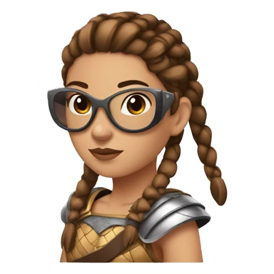 Girl gladiator with French braids, brown hair and sunglasses sticker