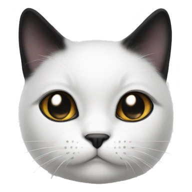 white cat with black ears and black spot on face around eyebrow  sticker