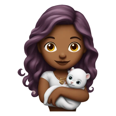 Beautiful tattooed burgundy long haired woman holding a baby sticker