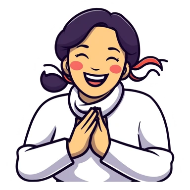 Woman holding her neck tightly like she’s choking her self but laughing  sticker