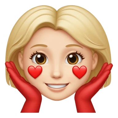 Hands heart near face with smile sticker