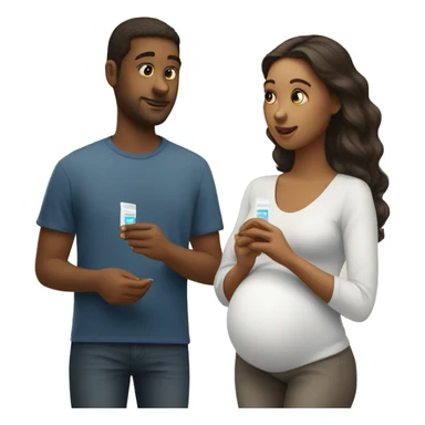 couple looking at pregnancy test sticker