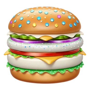glitter white hamburguer sticker