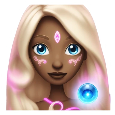 magical diva with pink andromedan skin long hair and blue eyes glowing third eye sticker