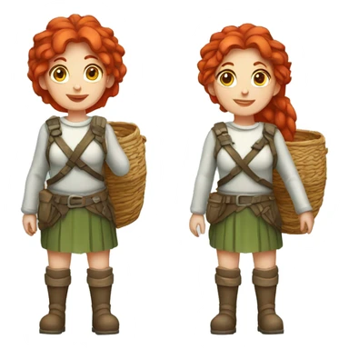 red hair female winter mountaineer with Easter basket and Greek flag sticker