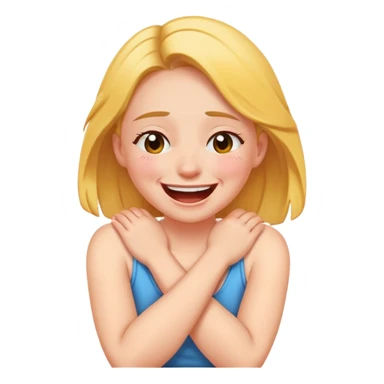 girl laugh crying with arms around neck sticker