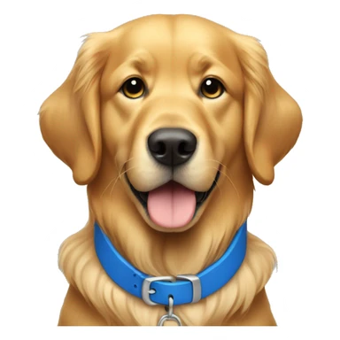 Golden retriever with blue collar sticker