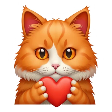 A sad cat hold heart sticker