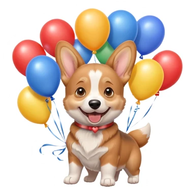 caricatura gorgi gales perrita celebrando feliz con globos y emocion  sticker