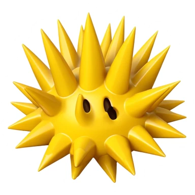 Compact iOS‑style 3D emoji: plain jagged burst (10 spikes), bright yellow, smooth shading, thin darker edge; no characters or pictograms sticker