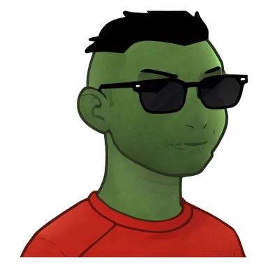 A guy in a red sweatshirt with sunglasses, with stylish black hair, stands in a cool pose sticker